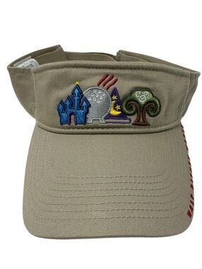 Walt Disney World Beige Embroidered Visor Adjustable Hat Cap